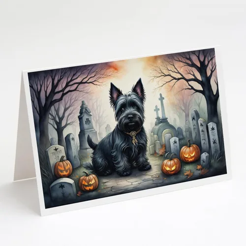 Miniatura 13 de Caroline's Treasures DAC2018GCA7P - Tarjetas de felicitación y sobres de Halloween espeluznantes de Border Collie, paquete de 8 tarjetas en blanco