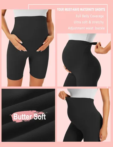 Miniatura 5 de BONVIGOR Pantalones cortos de maternidad sobre el vientre, para entrenamiento, yoga, atlético, embarazo, pantalones cortos de descanso