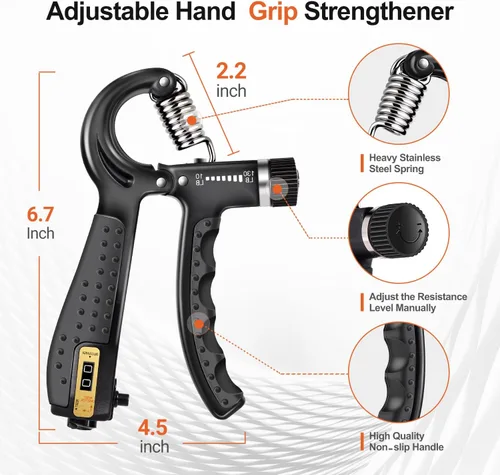 Miniatura 3 de Grip Strength Trainer Kit (5 Pack) Adjustable Resistance Hand Gripper,Finger Exerciser,Hand Extension Exerciser,Stress Relief Ball and Forearm