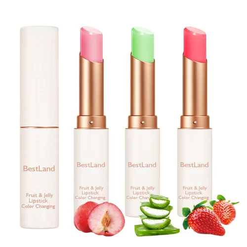 Miniatura 15 de BestLand - Set de 3 piezas/conjunto de lápiz labial de gelatina floral, bálsamo hidratante que cambia de temperatura, color mágico que cambia, 3