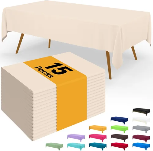 Miniatura 47 de Smiry - Juego de 6 manteles desechables, 54 x 78 pulgadas, manteles impermeables rectangulares para fiestas, cubierta de mesa de plástico