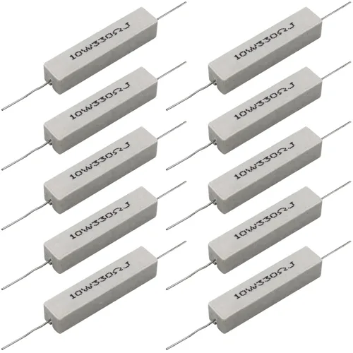 Miniatura 17 de 10 resistencias de cable de plomo axial de 10 W, 0.5 ohmios y 5 % – Resistencias de potencia de cemento cerámico fijas de heridas blancas