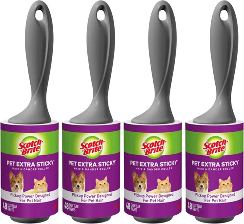 Miniatura 3 de Scotch-Brite - Rodillos para pelusas súper adhesivas para mascotas, 4 rodillos, 48 hojas por rodillo, 192 hojas en total (Paquete de 2)