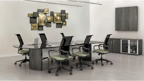 Miniatura 2 de SAFCO Mayline Medina - Tablero de presentación con panel central de borrado en seco, laminado de acero gris
