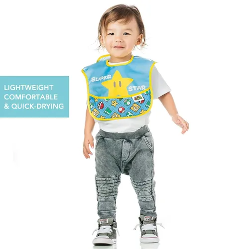 Miniatura 4 de Bumkins Baberos Nintendo para niña o niño, SuperBib para bebés y niños pequeños de 6 a 24 meses, imprescindibles para comer, alimentar, destete H5