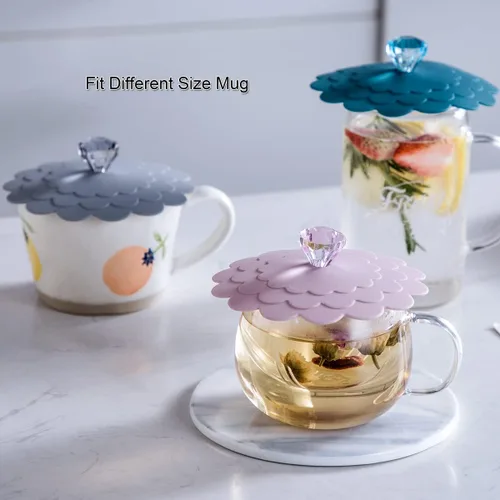 Miniatura 3 de Juego de 6 tapas de silicona extra grandes para taza de camping, tapas universales para tazas de té, tapas universales para bebidas, cubierta