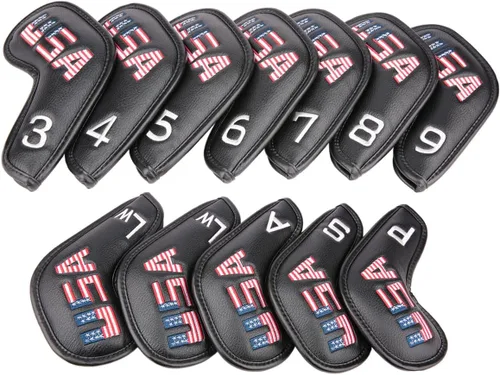 Miniatura 3 de Cubiertas de cabeza de cuña de hierro para club de golf de Estados Unidos de cuero negro para todas