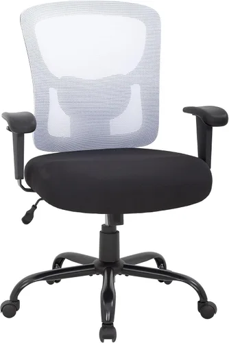 Miniatura 9 de Silla de oficina grande y alta, silla de escritorio de 400 libras, silla de computadora de malla con soporte lumbar, asiento ancho, brazos