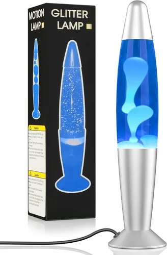 Miniatura 8 de Lámpara de movimiento LED azul para adultos y niños, lámparas de movimiento líquido con flujos de cera blanca, luz nocturna para decoración
