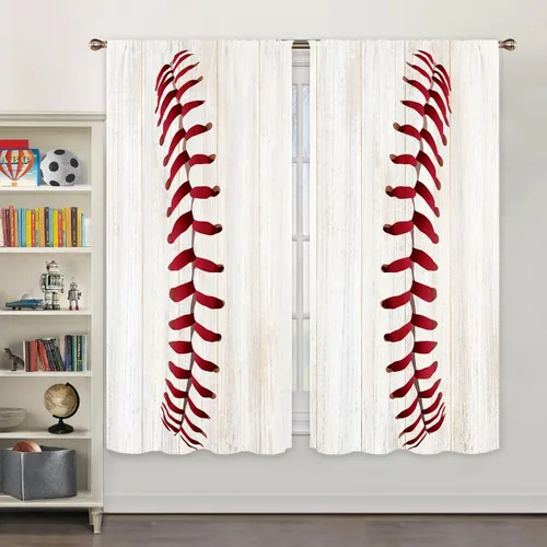 Miniatura 5 de Miyotaa Cortinas deportivas de béisbol para niños y adolescentes, 2 paneles de 42 pulgadas de ancho x 63 pulgadas de alto, bolsillo para barra