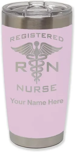 Miniatura 41 de LaserGram Vaso aislado al vacío de 20 onzas, enfermera registrada RN, grabado personalizado incluido (negro)