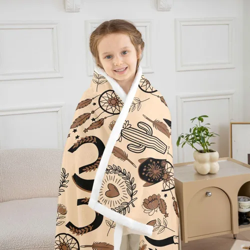 Miniatura 3 de Manfei Manta de vaquero estilo americano occidental para niños y adolescentes, decoración de habitación de estilo retro, con botas de vaquero