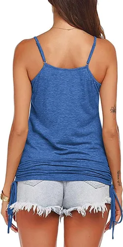 Miniatura 5 de Hongqizo Camisetas sin mangas de verano para mujer, estilo casual, con tirantes delgados, parte inferior con bandas, holgada, con cordones