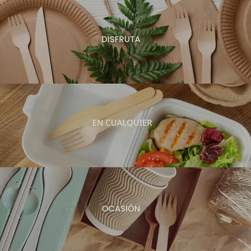 Miniatura 7 de Juego de cubiertos 100% compostables – 300 piezas de utensilios de madera compostables [120 tenedores, 90 cuchillos, 90 cucharas] – Cubiertos
