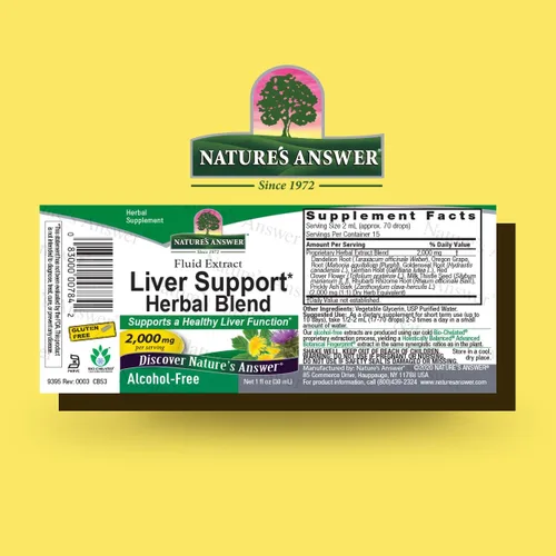 Miniatura 2 de Nature's Answer Soporte hepático sin alcohol 2000 mg 1 oz Promueve la función hepática Limpiador natural y desintoxicante Apoya el bienestar