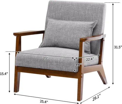 Miniatura 3 de UNICOO - Silla decorativa moderna de mediados de siglo, sillón de lectura de tela, fácil montaje, sillón para sala de estar y dormitorio