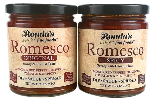 Miniatura 7 de Spicy Romesco by Ronda's Fine Foods Sumerge, salsa, untar Tarro de 9.0 onzas Gourmet, lote pequeño Almendras, aceite de oliva puro