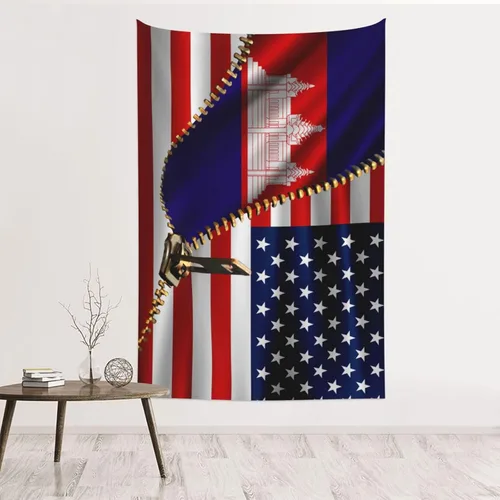 Miniatura 9 de Tapiz de bandera estadounidense y bandera cubana de Cuba, 60 x 40 pulgadas, divertido tapiz estético, arte de pared para dormitorio, sala de estar