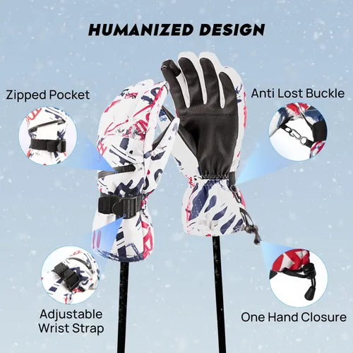 Miniatura 6 de ATERCEL Ski Gloves Men Women Waterproof, 2022 Updated Touchscreen Snow Gloves, Snowboard Gloves for Cold Weather