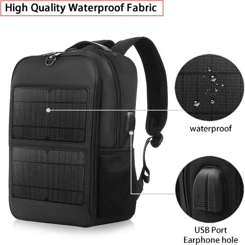 Miniatura 7 de 14W Solar Backpack - Waterproof, Smart USB Charging Backpack, Ergonomic Multifunction Laptop Bag Outdoor Hiking Backpack, Perfect for Business