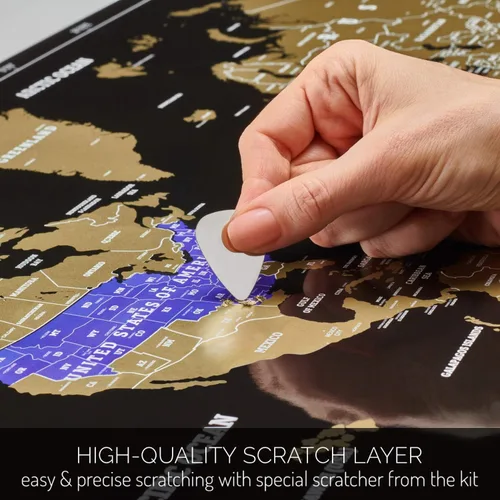 Miniatura 4 de Mapa del mundo para raspar – Extra grande – Póster de mapa del mundo fácil de enmarcar – El mejor regalo de mapa del mundo de viaje – Todos
