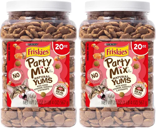 Miniatura 10 de Purina Friskies Golosinas Naturales para Gatos, Party Mix Natural Yums con Salmón Real y Vitaminas, Minerales y Nutrientes - (Paquete de 10) Bolsas