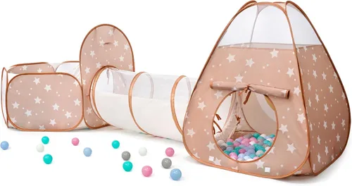 Tienda de campaña desplegable 3 en 1 para niños con túnel y piscina de pelotas para niños, niñas, bebés y niños pequeños, casa de juegos