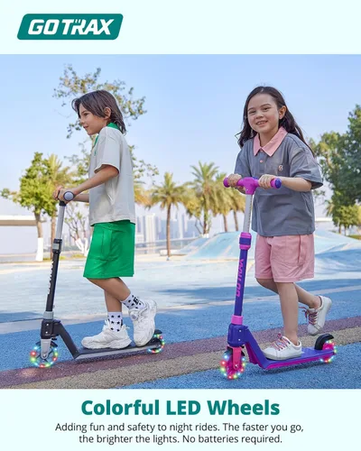 Miniatura 5 de Gotrax K03 - Patinete para niños con ruedas de 5" con luz LED y manillares ajustables, diseño ligero y plataforma antideslizante, carga máxima