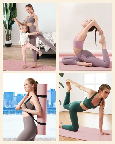 Miniatura 8 de YOTTOY Esterilla de Yoga, 72"x 32"x1/3" Extra Ancha Antideslizante para Ejercicio Fitness Yoga, Esterillas Ecológicas de TPE para Ejercicio