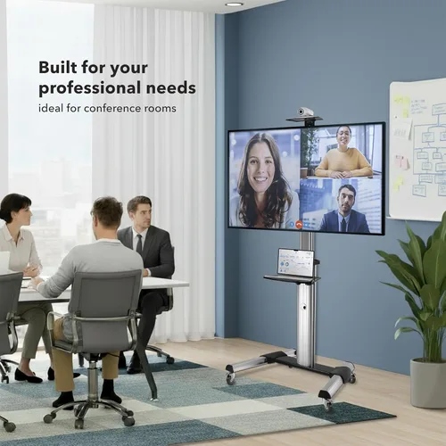 Miniatura 2 de Mount-It! Soporte de TV móvil para televisores de pantalla plana, carrito de TV con ruedas ajustable en altura para pantallas de 32, 40, 50, 55, 60