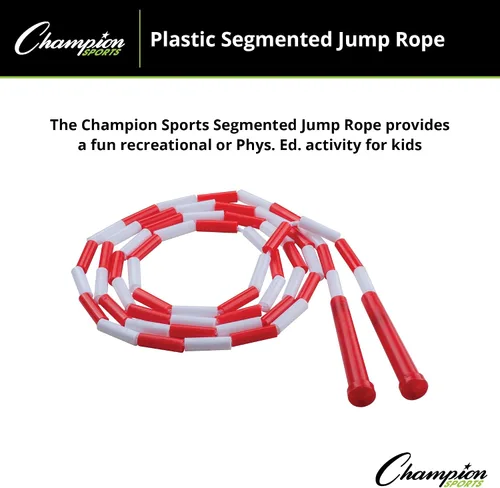 Miniatura 2 de Champion Sports Plastic Segmented Jump Rope Rojo/blanco (7 pies)