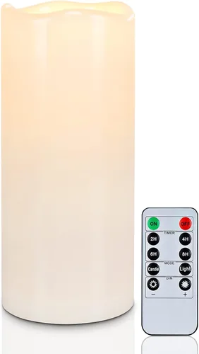 5plots Velas individuales sin llama para exteriores, impermeables, de 4 x 10 pulgadas, velas LED parpadeantes que funcionan con pilas con control