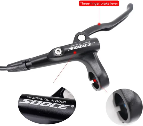 Miniatura 3 de Cyclon Juego de Frenos de Disco Hidráulicos MTB, Frenos Hidráulicos de Aleación de Aluminio Negro/Rojo para Bicicleta de Montaña, Freno Hidráulico