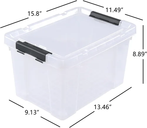 Miniatura 2 de Paquete de 4 cajas de almacenamiento de plástico transparente de 22 L con ruedas, pestillo de almacenamiento con tapa