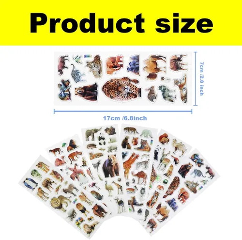 Miniatura 2 de 42 hojas de calcomanías 3D esponjosas de animales de la selva y el zoológico para adolescentes, álbumes de recortes hechos a mano, botella de agua