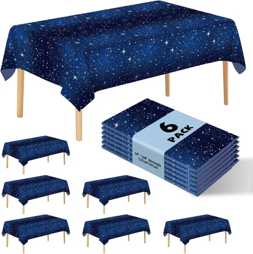 Miniatura 17 de Paquete de 6 manteles de plástico desechables patrióticos de 54 x 108 pulgadas, para fiestas con temática conmemorativa, desechables para mesas de 6