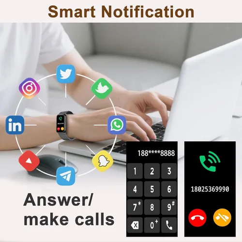 Miniatura 3 de Efolen Relojes inteligentes para hombres y mujeres, reloj de fitness con llamada Bluetooth, frecuencia cardíaca, oxígeno en sangre/monitor de sueño