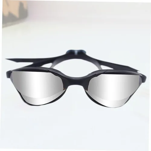 Miniatura 7 de VALICLUD Gafas de natación profesionales, marco negro con revestimiento de espejo plateado, gafas de natación impermeables antivaho para adultos