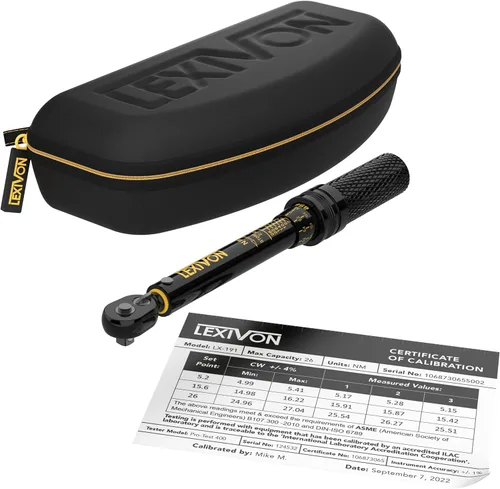Miniatura 7 de LEXIVON Llave de torque para bicicleta de 1/4 de pulgada, kit de 15 piezas Engranaje de 72 dientes, clic de doble dirección, tipo 2~26 Nm