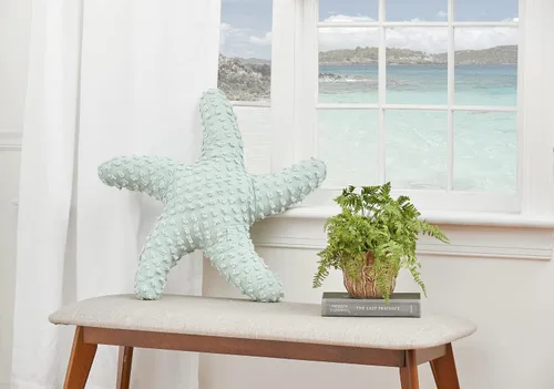 Miniatura 3 de C&F Home Almohada decorativa copetuda con forma de estrella de mar verde costera de 25 pulgadas, versátil náutico para verano, playa, hogar, sala