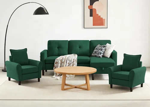 Miniatura 13 de Sofá Seccional Sofás para Sala de Estar, Sofás Seccionales Modulares de 3 Asientos en Forma de L con Almacenamiento y Chaise Reversible, Tela