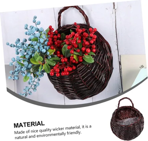 Miniatura 7 de BESPORTBLE 2 sets cesta colgante mimbre tejido pared colgante olla decoración del hogar 2 unids*2