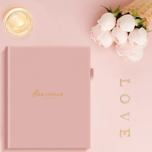 Miniatura 2 de Diario de aniversario para parejas, elegante libro de recuerdos de boda y álbum de fotos con soporte para bolígrafo y banda de cierre, el regalo