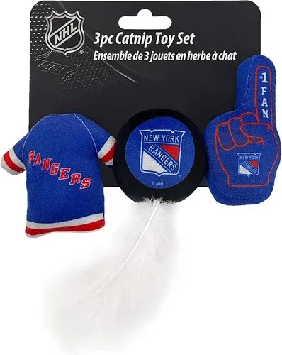 Miniatura 10 de NHL Boston Bruins - Juego completo de 3 juguetes de peluche para gatos: jersey, disco de hockey con plumas y ventilador #1. Relleno de hierba gatera