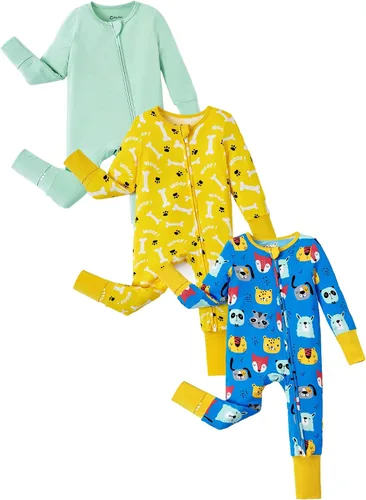 Miniatura 24 de PATPAT Baby Footies - Mameluco de viscosa de bambú para niños y niñas, con cremallera y suela antideslizante, ropa infantil con pies y sin pies