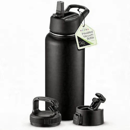 Miniatura 37 de SIPX™ Botella de Agua Aislada de 18 oz con 3 Tapas – Acero Inoxidable a Prueba de Fugas, Triple Aislamiento – Frío 24 Horas/Caliente 12 Horas