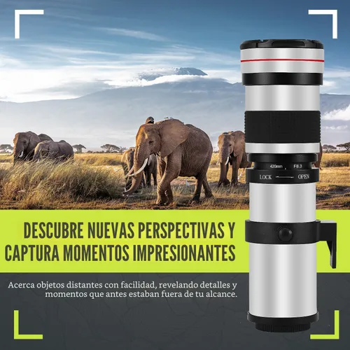 Miniatura 7 de Lente de zoom manual de alta potencia 16.535-62.992 in f/8.3 HD para cámaras Canon EOS 80D, 90D, Rebel T3, T5, T7, 70D, 5D, 6D II, 7D II BLANCO