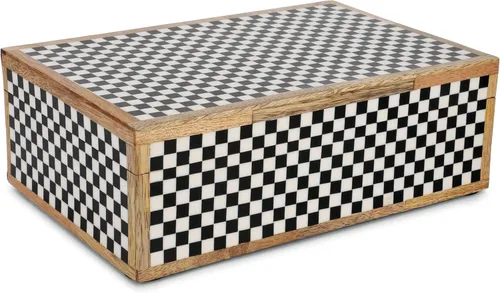 Miniatura 12 de Caja de almacenamiento de joyas con ilusión 3D en blanco y negro, organizador geométrico decorativo para aretes, collares y recuerdos, caja