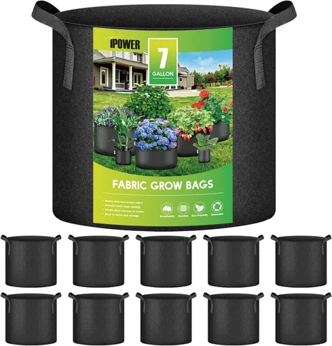 Miniatura 8 de iPower - Bolsa de cultivo para plantas de 5 galones, paquete de 6, resistentes, de tela con asas de nylon, contenedores de 300g de tela no tejida
