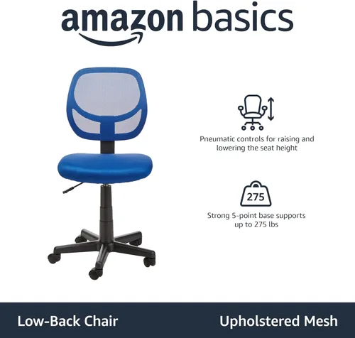 Miniatura 4 de Amazon Basics Silla de escritorio de la oficina de tareas de la computadora de atrás con ruedas giratorias - azul